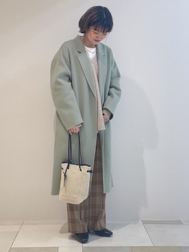 「Tシャツ/カットソー」｜「アイテム（チェスターコート）」を使った、いまいさん（レディース・155cm）の秋コーディネート