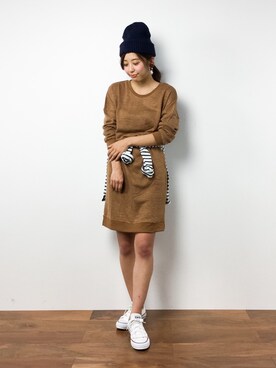 「skirt」｜「アイテム（ワンピース）」を使った、YUKIさん（レディース・160cm）の冬コーディネート