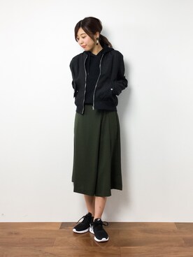 「L.H.P（エルエイチピー）のアイテム（MA-1）」を使った、YUKIさん（レディース・160cm）の冬コーディネート