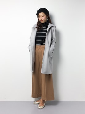 「PICCIN（ピッチン）のアイテム（ノーカラージャケット）」を使った、YUKIさん（レディース・160cm）の冬コーディネート