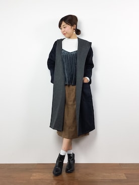 「NATURAL BEAUTY BASIC（ナチュラルビューティーベーシック）のアイテム（その他アウター）」を使った、YUKIさん（レディース・158cm）の冬コーディネート
