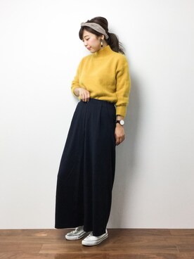 「Ameri（アメリ）のアイテム（ニット/セーター）」を使った、YUKIさん（レディース・158cm）の冬コーディネート