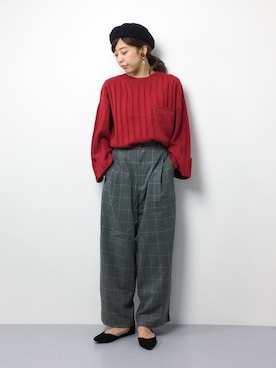 「Samansa Mos2 blue（サマンサモスモスブルー）のアイテム（パンツ）」を使った、YUKIさん（レディース・158cm）の冬コーディネート