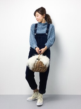 「BAYFLOW（ベイフロー）のアイテム（サロペット/オーバーオール）」を使った、YUKIさん（レディース・158cm）の冬コーディネート