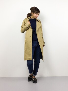 「green label relaxing（グリーンレーベルリラクシング）のアイテム（トレンチコート）」を使った、YUKIさん（レディース・158cm）の冬コーディネート