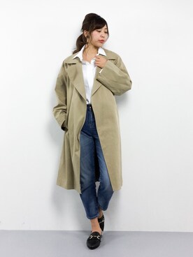 「N.（N. Natural Beauty Basic）（エヌエヌナチュラルビューティーベーシック）のアイテム（トレンチコート）」を使った、YUKIさん（レディース・158cm）の冬コーディネート