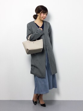 「お買い物」｜「アイテム（チェスターコート）」を使った、YUKIさん（レディース・158cm）の冬コーディネート