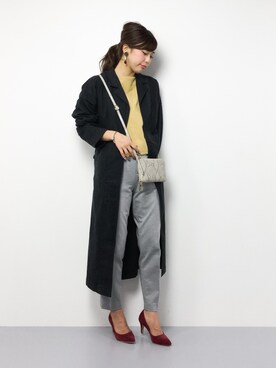 「niko and...（ニコアンド）のアイテム（トレンチコート）」を使った、YUKIさん（レディース・158cm）の冬コーディネート
