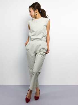 「アイテム（つなぎ/オールインワン、ベージュ系）」を使った、YUKIさん（レディース・158cm）の春コーディネート