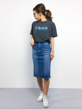 「URBAN RESEARCH（アーバンリサーチ）のアイテム（デニムスカート）」を使った、YUKIさん（レディース・158cm）の春コーディネート