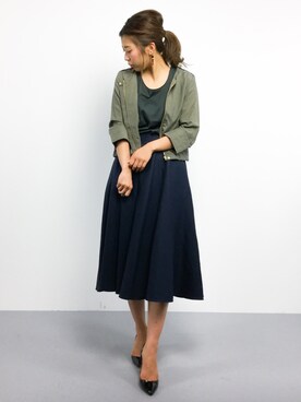「TIENS ecoute（ティアンエクート）のアイテム（ジャケット/アウター）」を使った、YUKIさん（レディース・158cm）の春コーディネート