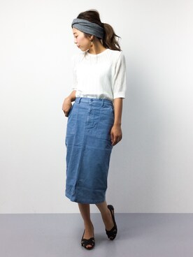 YUKIさんの「製品染めコールタイトスカート【niko and ...】」を使ったコーディネート