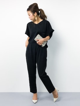 「titivate（ティティベイト）のアイテム（つなぎ/オールインワン）」を使った、YUKIさん（レディース・158cm）の春コーディネート