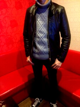 「G-STAR RAW（ジースターロゥ）のアイテム（ライダースジャケット）」を使った、S.Rさん（メンズ・183cm）の秋コーディネート