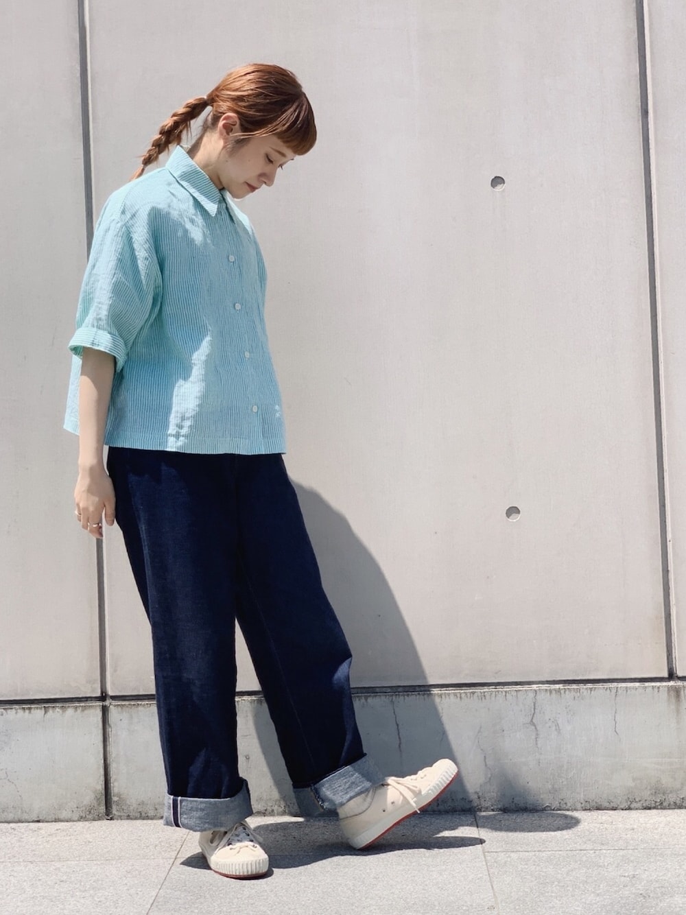 SETTO◆DEMACHI SHIRT/半袖リネンシャツ/FREE/リネン/BLU/ストライプ SETTO(セット) / DEMACHI SHIRT/半袖リネンシャツ/FREE/リネン