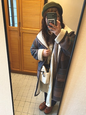 「チチカカ（チチカカ）のアイテム（モッズコート）」を使った、かじさん（レディース・154cm）の冬コーディネート
