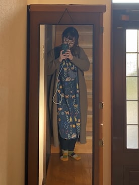 「Design Tshirts Store graniph（デザイン　ティーシャツ　ストア　グラニフ）のアイテム（シャツワンピース）」を使った、かじさん（レディース・154cm）の秋コーディネート