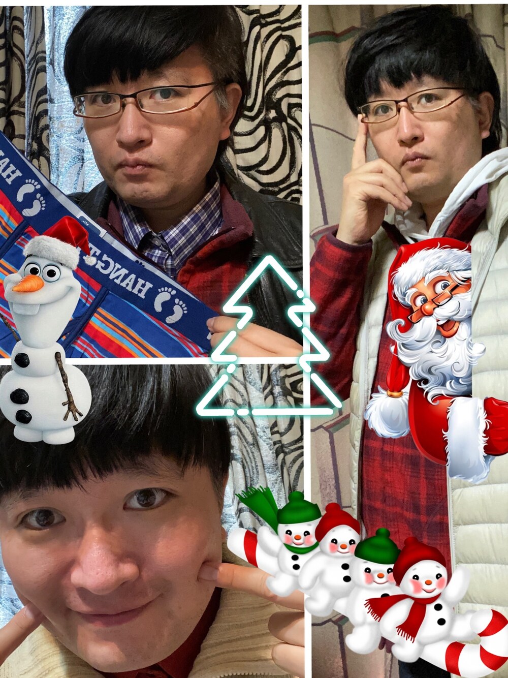 「Christian Artist、クリスチャンアーティスト、MerryXmas、Merry Christmas、Xmas、楠山祐輔、yusukekusuyama、サンタクロース、クリスマスツリー、雪だるま」｜「Dr.EYE'sのアイテム（メガネ、ブラック系）」を使った、Yusuke Kusuyama ‐ 楠山祐輔さん（メンズ・173cm）の冬コーディネートの1枚目の写真