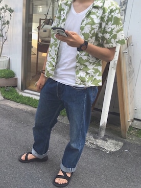 「ドラフトリーバイス」｜「アイテム（サンダル）」を使った、けんとさん（メンズ・174cm）の冬コーディネート