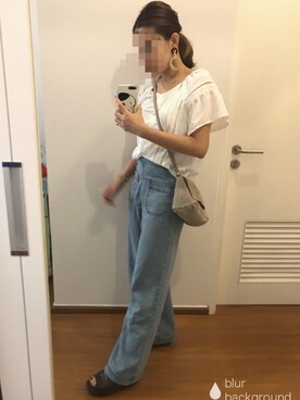 「おおぶりピアス」｜「アイテム（シャツ/ブラウス）」を使った、Barbaraさん（レディース・160cm）の秋コーディネート