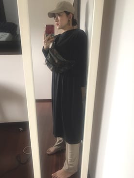 「おおぶりピアス」｜「アイテム（帽子）」を使った、Barbaraさん（レディース・160cm）の夏コーディネート