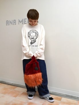 「RNA（アールエヌエー）のアイテム（トートバッグ）」を使った、ぽてとさん（レディース・150cm）の秋コーディネート