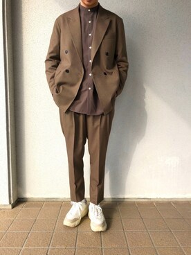 「BEAUTY&YOUTH UNITED ARROWS（ビューティーアンドユースユナイテッドアローズ）の【WEB限定】 by ガンクラブチェック ダブル 4B ジャコット/セットアップ対応（テーラードジャケット、ブラウン系）」を使った、U1さん（メンズ・175cm）の冬コーディネート