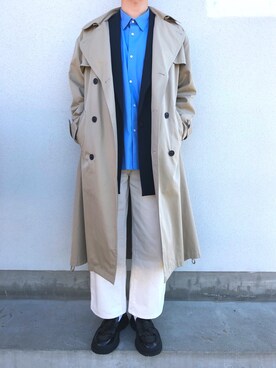 「UNUSED」｜「アイテム（トレンチコート）」を使った、U1さん（メンズ・175cm）の冬コーディネート