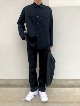 「Graphpaper（グラフペーパー）のアイテム（シャツ/ブラウス、ブラック系）」を使った、U1さん（メンズ・175cm）の春コーディネート