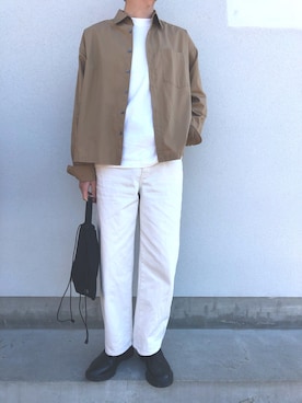 「1LDK（ワンエルディーケー）のアイテム（シャツ/ブラウス、ベージュ系）」を使った、U1さん（メンズ・175cm）の春コーディネート