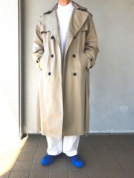 「UNUSED」｜「アイテム（トレンチコート）」を使った、U1さん（メンズ・175cm）の春コーディネート