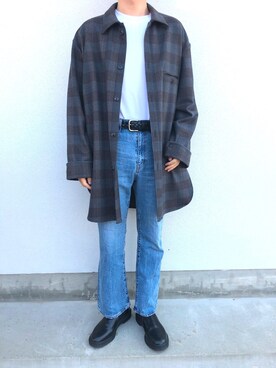 「GU（ジーユー）のアイテム（デニムパンツ、ブルー系）」を使った、U1さん（メンズ・175cm）の春コーディネート