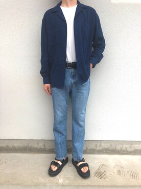 「Dr. Martens（ドクターマーチン）のDr.Martens R23523001 MYLES  マイルス BL（サンダル、ブラック系）」を使った、U1さん（メンズ・175cm）の春コーディネート