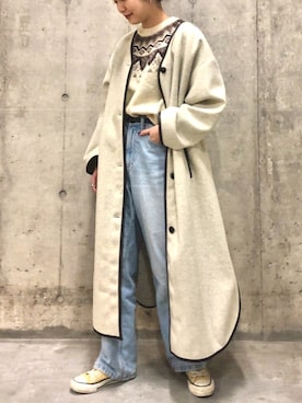 「Moname（モナーム）のアイテム（パンツ）」を使った、873さん（レディース・158cm）の冬コーディネート