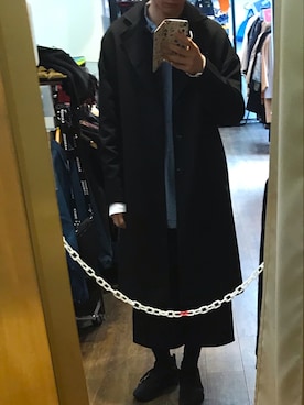 「coca（coca）（コカ）のアイテム（ステンカラーコート）」を使った、yutoさん（メンズ・175cm）の冬コーディネート