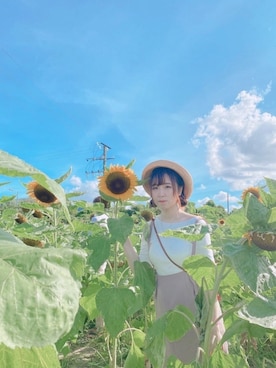 「one after another NICE CLAUP（ワンアフターアナザーナイスクラップ）のアイテム（オールインワン・サロペット）」を使った、こにさん（レディース・163cm）の夏コーディネート