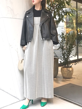 「セリーヌ」｜「アイテム（ブルゾン）」を使った、渡辺由香さん（レディース・154cm）の冬コーディネート