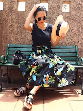 「H&M（エイチ・アンド・エム）のアイテム（ハット）」を使った、ayuさん（レディース・164cm）の夏コーディネート
