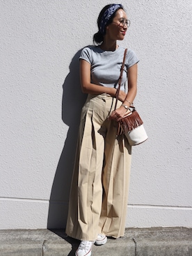 「LIFE's（ライフズ）のアイテム（パンツ）」を使った、ayuさん（レディース・164cm）の夏コーディネート