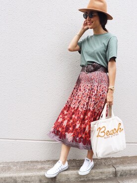 「Marc by Marc Jacobs（マークバイマークジェイコブス）のアイテム（スカート）」を使った、ayuさん（レディース・164cm）の夏コーディネート