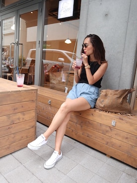 「MARC JACOBS（マークジェイコブス）のアイテム（パンツ）」を使った、ayuさん（レディース・164cm）の夏コーディネート
