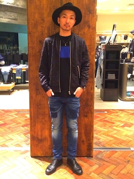 「DIESEL（ディーゼル）のアイテム（ブルゾン）」を使った、ケントさん（メンズ・181cm・30代）の冬コーディネート