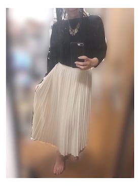 「Chaco closet（チャコ クローゼット）のアソートプリーツ Aラインウエストゴムロングスカート[チェック 小花柄 ダルメシアン コーデュロイ サテン シアー 無地]（スカート）」を使った、maiK☺︎さん（レディース・163cm）の春コーディネート