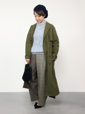 「フリンジバッグ」｜「アイテム（トレンチコート）」を使った、MIKUさん（レディース・157cm）の冬コーディネート
