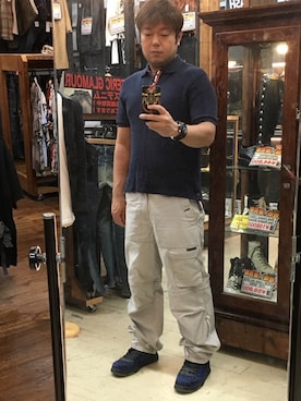 「MARITHE + FRANCOIS GIRBAUD（マリテフランソワジルボー）のアイテム（カーゴパンツ）」を使った、MaSaKiさん（メンズ・176cm）の夏コーディネート