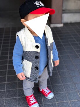 「西松屋（ニシマツヤ）のアイテム（その他アウター）」を使った、mαiさん（キッズ・80cm）の春コーディネート