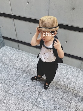 「ペーパーハット」｜「アイテム（その他）」を使った、Ryo-chicさん（キッズ・90cm）の夏コーディネート