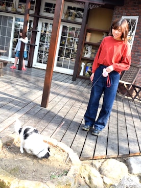 「家族旅行」｜「アイテム（ブーツ）」を使った、すだはるかさん（レディース・162cm）の春コーディネート