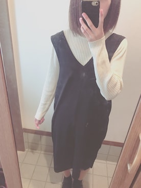 「DHOLIC（ディーホリック）のアイテム（オールインワン・サロペット）」を使った、すだはるかさん（レディース・162cm）の春コーディネート