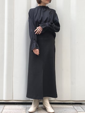 「CAPRICIEUX LE'MAGE（カプリシューレマージュ）のストレッチショートブーツ（ブーツ）」を使った、mari_lemageさん（レディース・160cm）の冬コーディネート